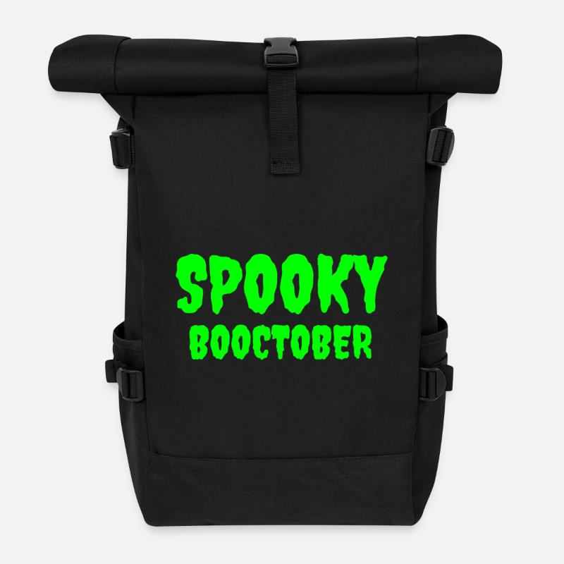 Spooky Booctober Jack-O'-Lantern Design - Roll Top Backpack - black