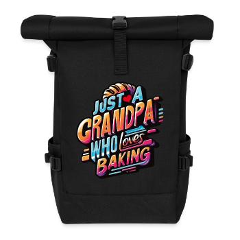 Grandpa is a baker, our grandpa likes to bake - Roll Top Backpack - black - Front