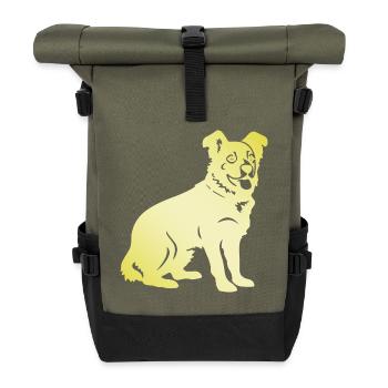 Corgi Dog Silhouette - Roll Top Backpack - olive/black - Front