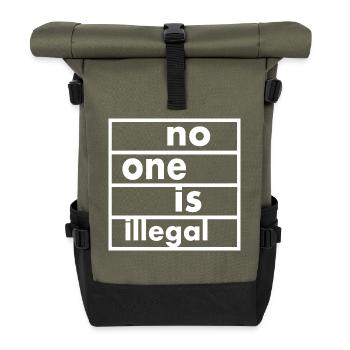 No one is illegal - Roll Top Backpack - olive/black - Front