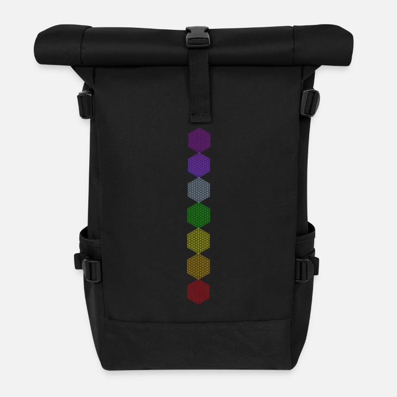 Fleur de Vie - 5ème Dimension - 7 Chakras - Sac à dos roll top - noir
