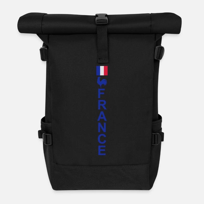 France Coq trois rayures - Sac à dos roll top - noir