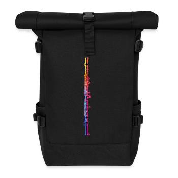 Querflöte - Rolltop Rucksack - Schwarz - Vorne