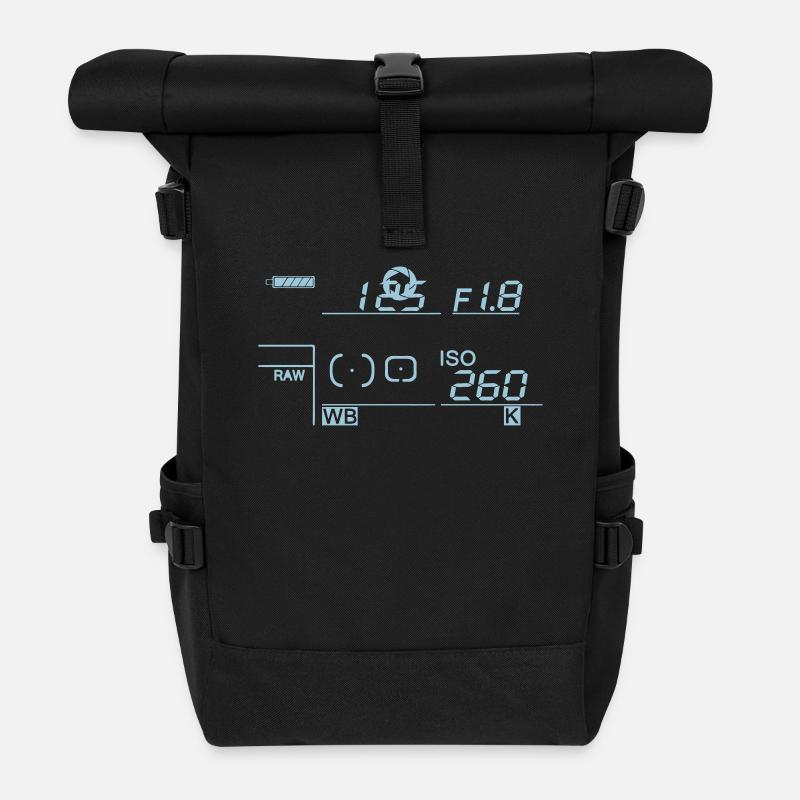 Kamera - Display - Rolltop Rucksack - Schwarz