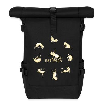 Katze yoga katze niedlich namaste meditation lotus - Rolltop Rucksack - Schwarz - Vorne