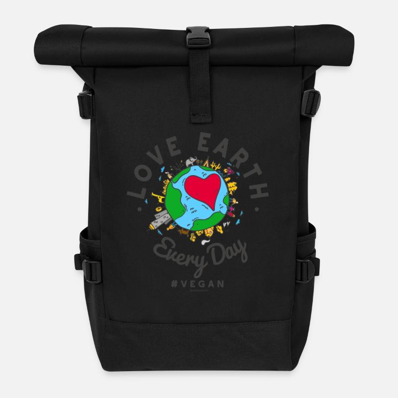 L'amour de la terre chaque jour #vegan T (Journée de la Terre) - Sac à dos roll top - noir