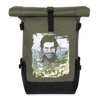 Pablo Escobar distressed - Rolltop Rucksack - Olive/Schwarz - Vorne