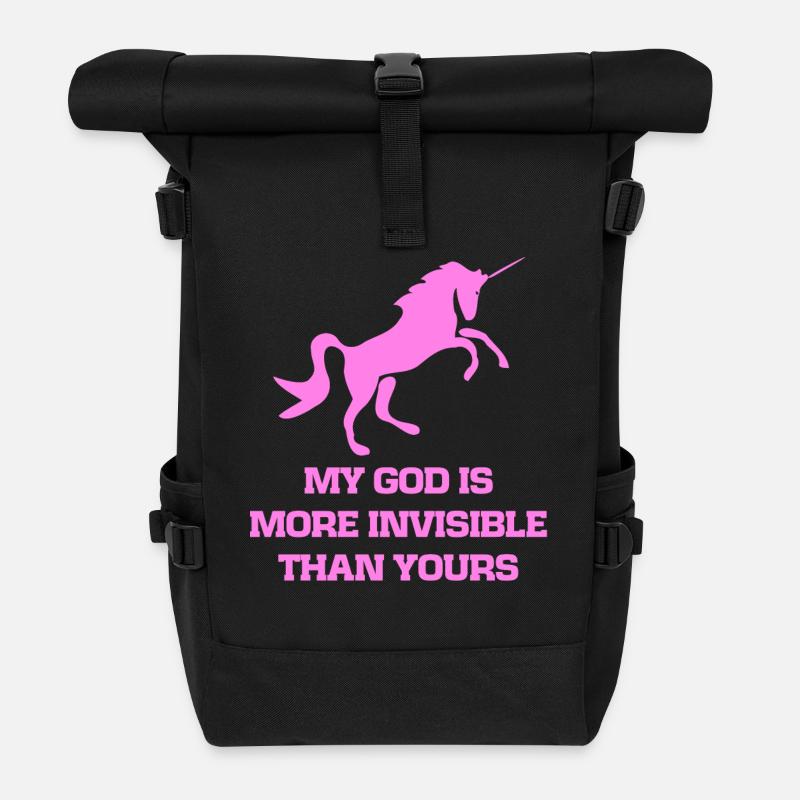 Unicorn rose invisible - Sac à dos roll top - noir