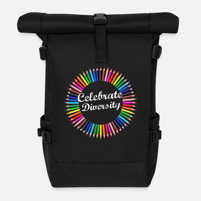 diversité stylos colorés cercle tolérant nonb - Sac à dos roll top - noir