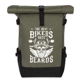 The best bikers have beards - skull motorcycle - Rolltop Rucksack - Olive/Schwarz - Vorne
