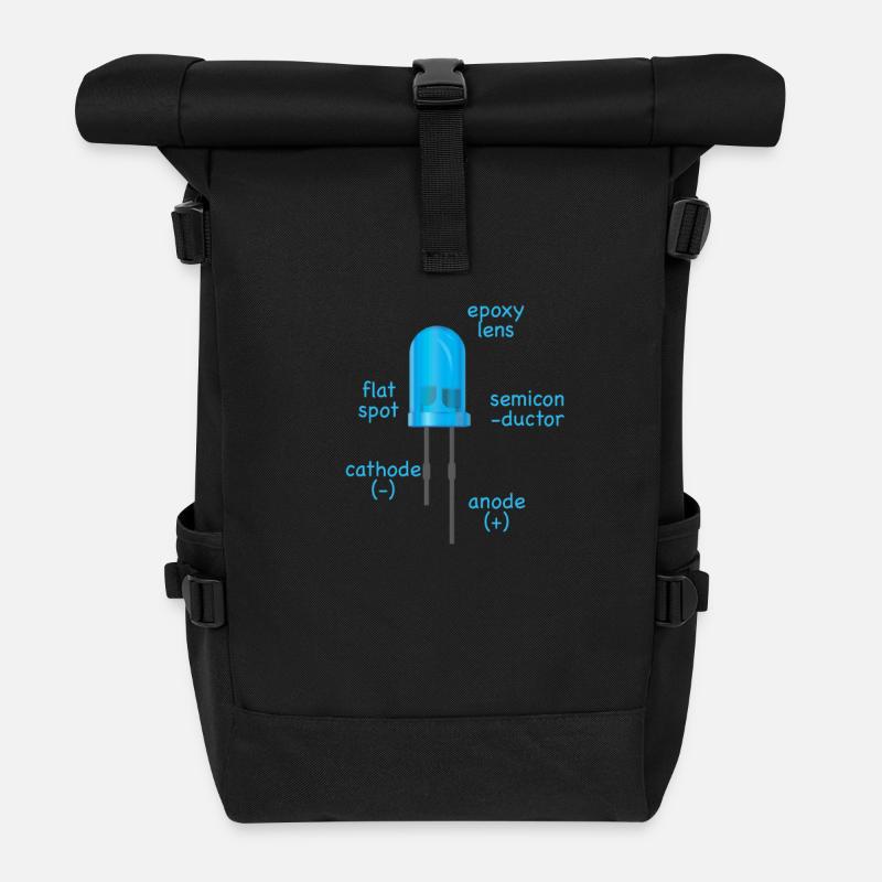 elektronik blaue LED mit Beschreibung als Geschenk - Rolltop Rucksack - Schwarz