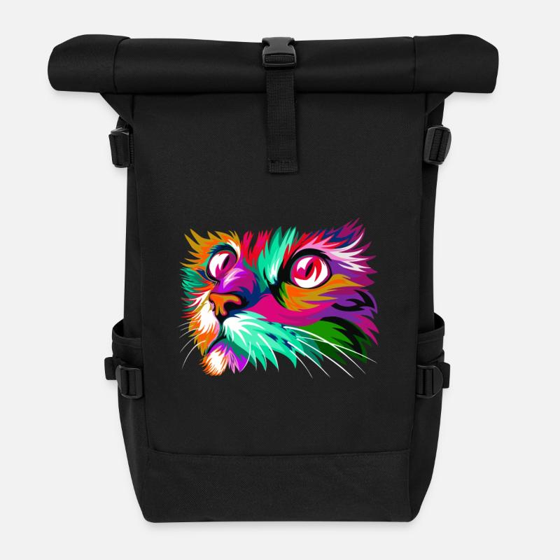 Cat Farben. Abbildung Colorista - Rolltop Rucksack - Schwarz