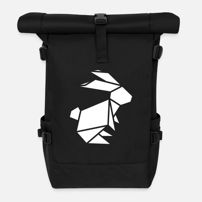 origami hase - Rolltop Rucksack - Schwarz