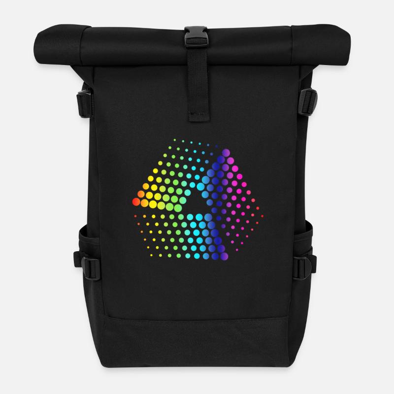 abstract dots - Roll Top Backpack - black