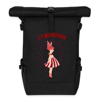 doll birthday birthday girl cute pink cute cute - Roll Top Backpack - black - Front