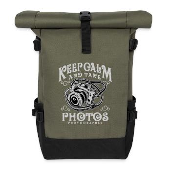keep calm and take photos - Roll Top Backpack - olive/black - Front