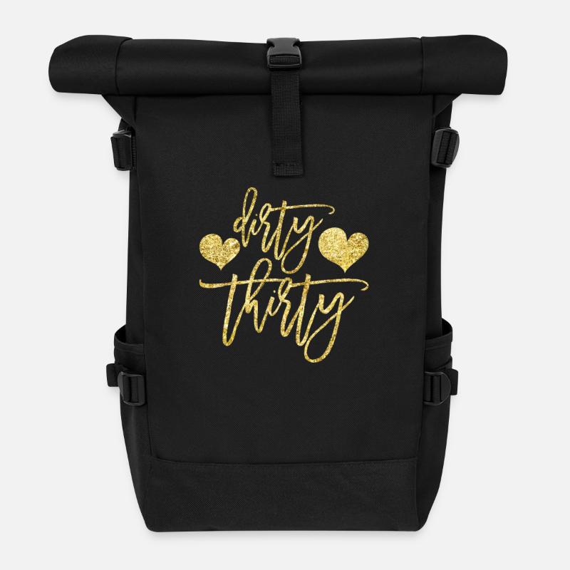 Dirty Thirty - Birthday Gift - Roll Top Backpack - black