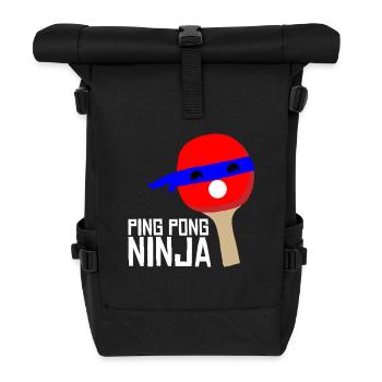 Sport sportlich Weihnachten Tischtennis Ninja - Rolltop Rucksack - Schwarz - Vorne