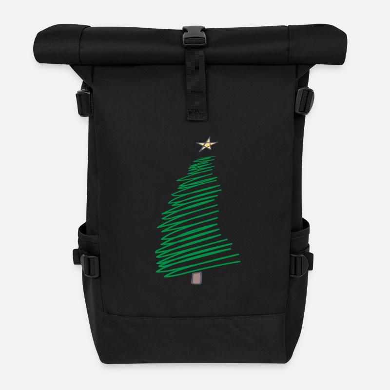 Weihnachtsbaum - Rolltop Rucksack - Schwarz