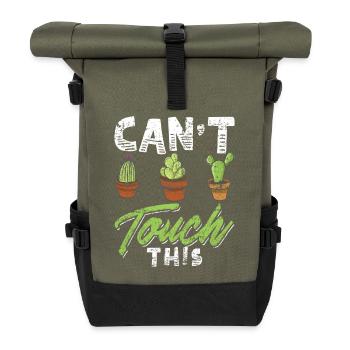 Funny Cactus Shirt Distressed - Rolltop Rucksack - Olive/Schwarz - Vorne
