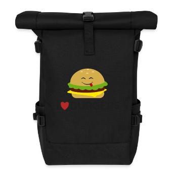 Ich liebe Burger Funny Burger Emoticon niedlich T-shirt - Rolltop Rucksack - Schwarz - Vorne