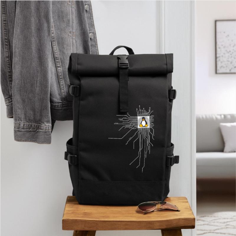 board Penguin Core Heart Computer pc Nerd program Roll Top Backpack