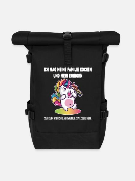 Einhorn - Rolltop Rucksack - Schwarz