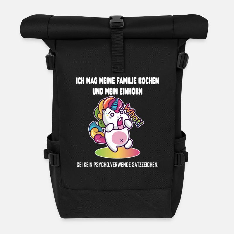 Einhorn - Rolltop Rucksack - Schwarz