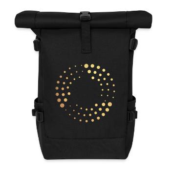 goldene Punkte - Rolltop Rucksack - Schwarz - Vorne