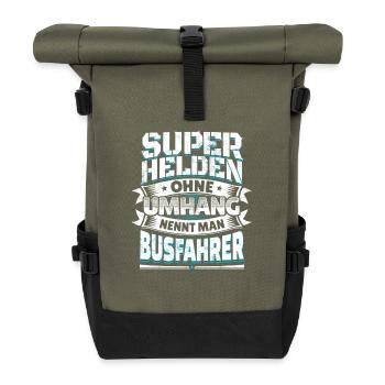 Superheld lustiger Spruch Held Busfahrer Geschenk - Rolltop Rucksack - Olive/Schwarz - Vorne