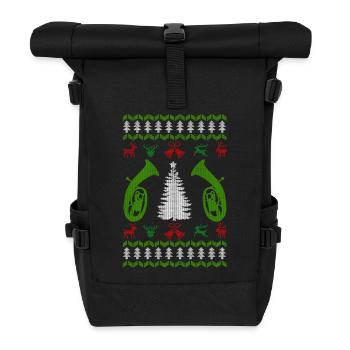 music baritone ugly christmas - Roll Top Backpack - black - Front