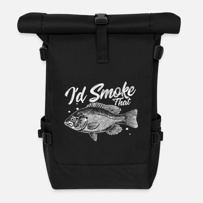 Shirt for fishermen as a gift - fish smoking - Roll Top Backpack - black