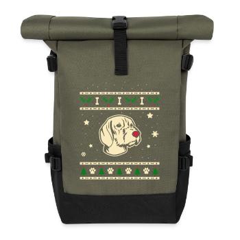 Vizsla Weihnachtsgeschenk - Rolltop Rucksack - Olive/Schwarz - Vorne