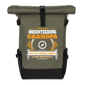 Orientierungslauf-Großvater-Hemd-Geschenk-Idee - Rolltop Rucksack - Olive/Schwarz - Vorne