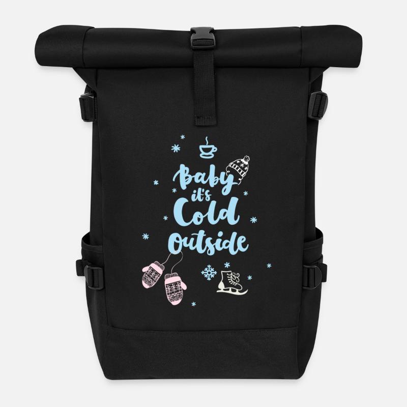 cold baby Spruch Winter Eis Schlittschuh Schnee - Rolltop Rucksack - Schwarz