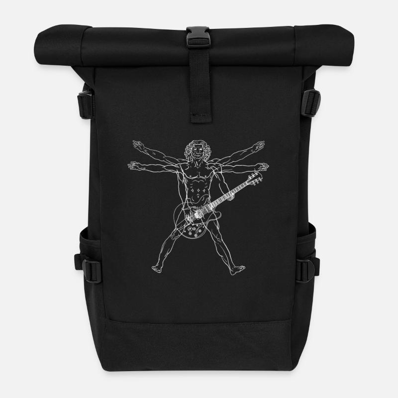 Homme de Vitruve guitare guitariste cool - Sac à dos roll top - noir