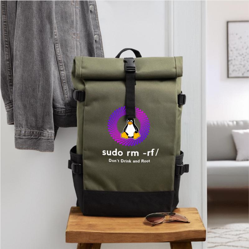 Computer Sys admin Penguin Nerd pc sudo rm -rf cod Roll Top Backpack
