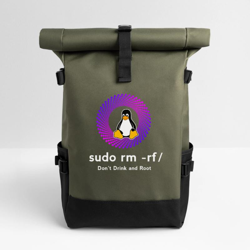 Computer Sys admin Penguin Nerd pc sudo rm -rf cod Roll Top Backpack