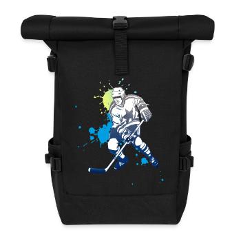 ice hockey splash puck polar bears shooter goal angri - Roll Top Backpack - black - Front