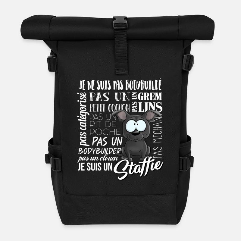 Je Suis Staffie Bleu - BlancFR - Sac à dos roll top - noir
