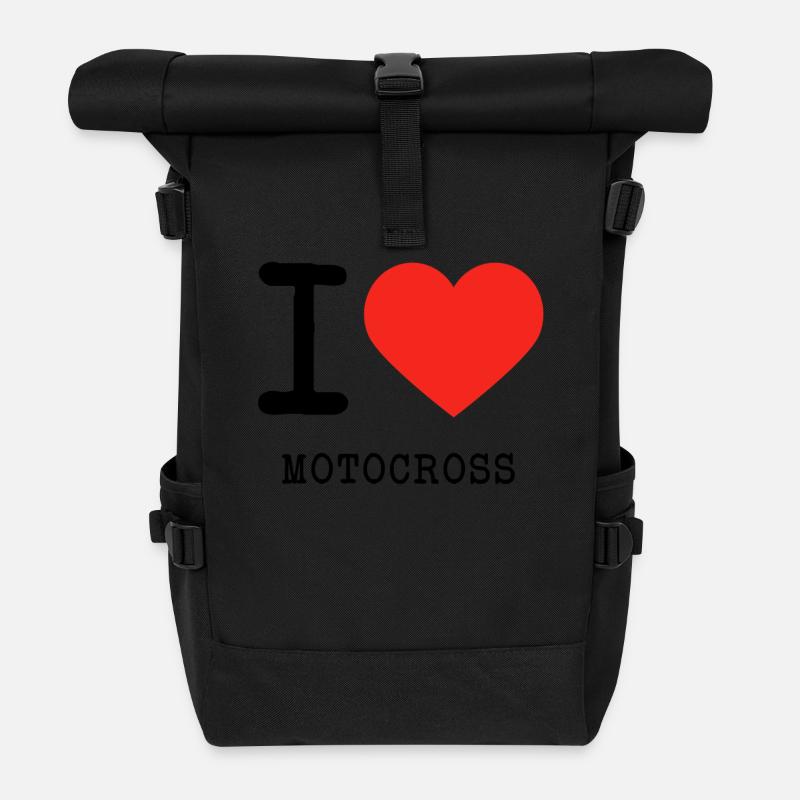 I love motocross - Roll Top Backpack - black