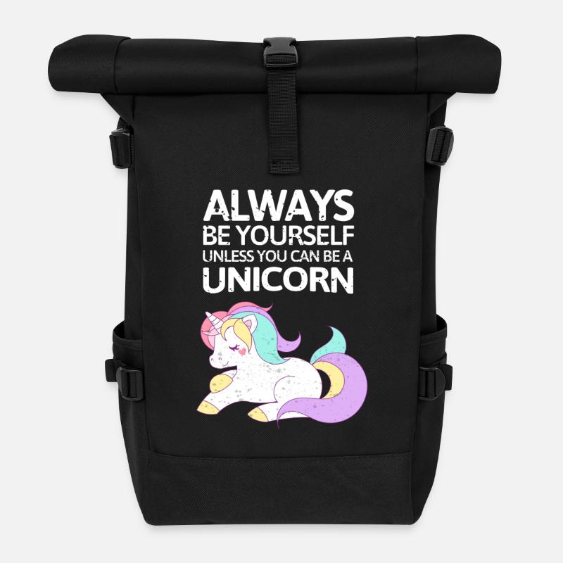 Soyez toujours ou être youself Unicorn - Sac à dos roll top - noir