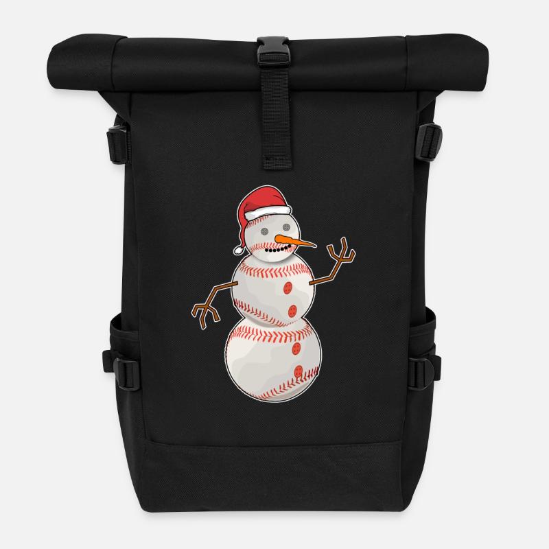 Christmas Baseball - Rolltop Rucksack - Schwarz