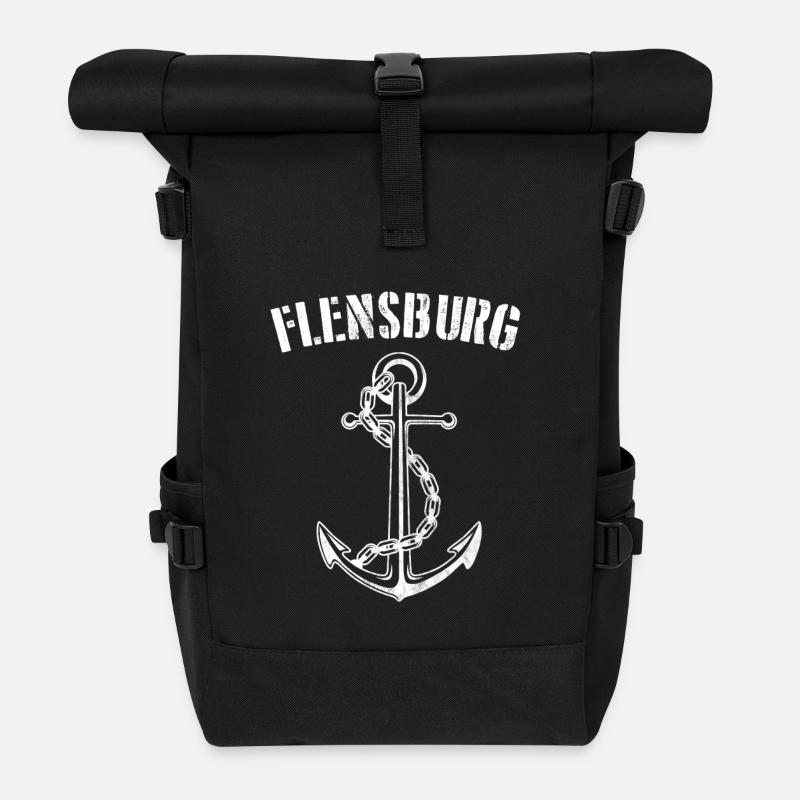 Flensburg T-Shirt - Rolltop Rucksack - Schwarz