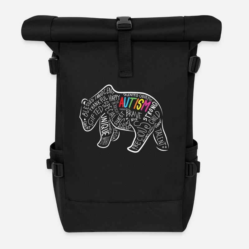 Autismus Papa Bär: Welt Autismus Tag 02.04.18 - Rolltop Rucksack - Schwarz