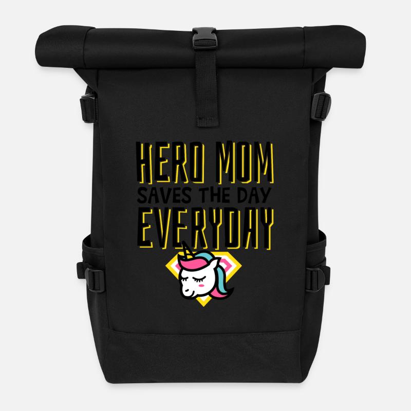 Muttertag Frauentag Einhorn Mutti die Beste Heldin - Rolltop Rucksack - Schwarz