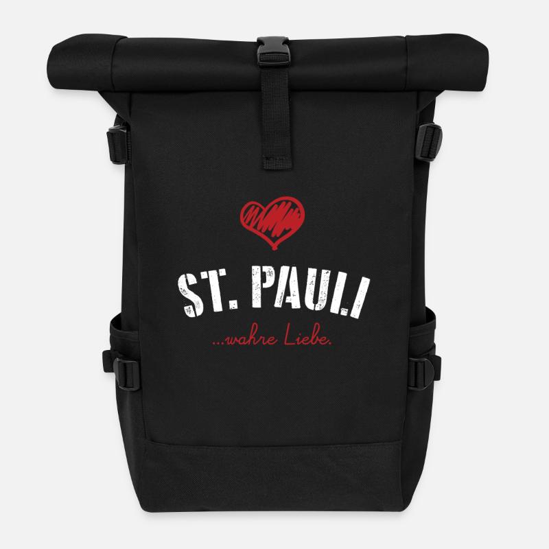 St. Pauli Reeperbahn T-Shirt - Rolltop Rucksack - Schwarz