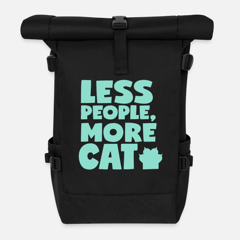 Less people more cat - Rolltop Rucksack - Schwarz