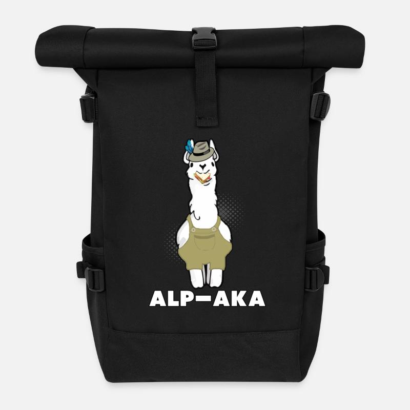 Lustiges Lama Alpaka Comic Tier Trend - Geschenk - Rolltop Rucksack - Schwarz