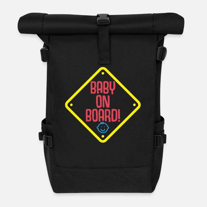 Schwangerschaft Mama Mom Baby Board Kind Geschenk - Rolltop Rucksack - Schwarz